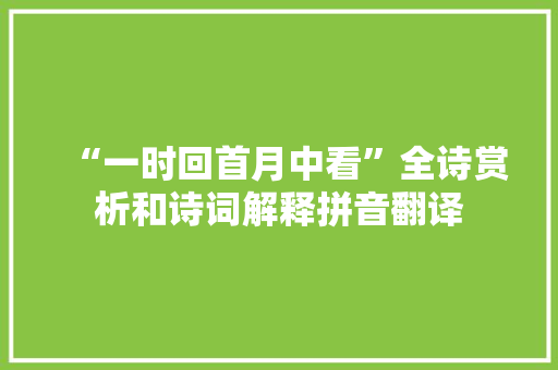 “一时回首月中看”全诗赏析和诗词解释拼音翻译