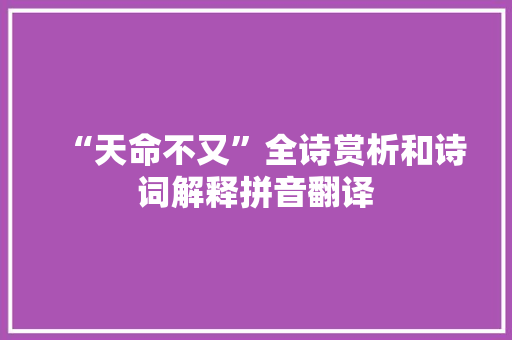 “天命不又”全诗赏析和诗词解释拼音翻译