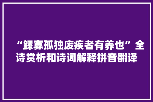 “鳏寡孤独废疾者有养也”全诗赏析和诗词解释拼音翻译