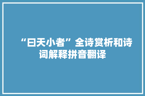 “曰天小者”全诗赏析和诗词解释拼音翻译