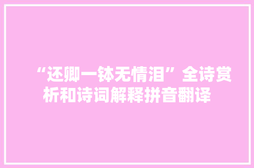 “还卿一钵无情泪”全诗赏析和诗词解释拼音翻译