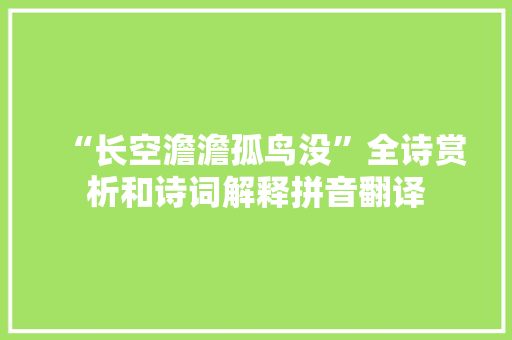 “长空澹澹孤鸟没”全诗赏析和诗词解释拼音翻译