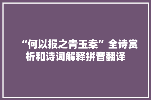 “何以报之青玉案”全诗赏析和诗词解释拼音翻译