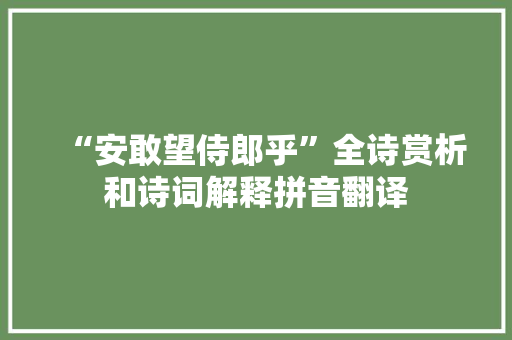 “安敢望侍郎乎”全诗赏析和诗词解释拼音翻译
