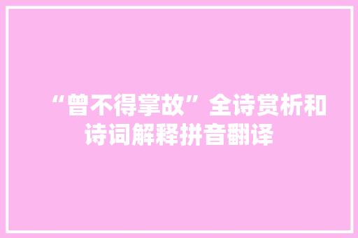 “曾不得掌故”全诗赏析和诗词解释拼音翻译