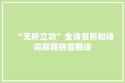 “无所立功”全诗赏析和诗词解释拼音翻译