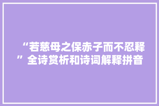 “若慈母之保赤子而不忍释”全诗赏析和诗词解释拼音翻译