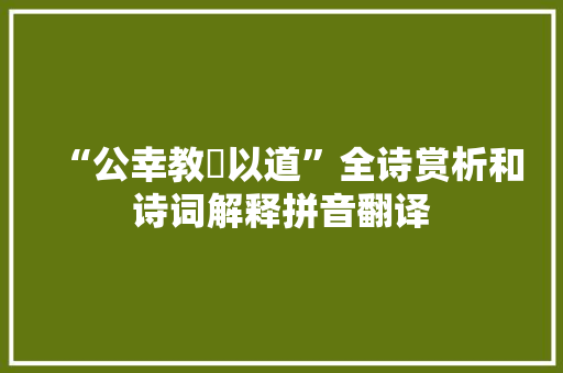 “公幸教晞以道”全诗赏析和诗词解释拼音翻译