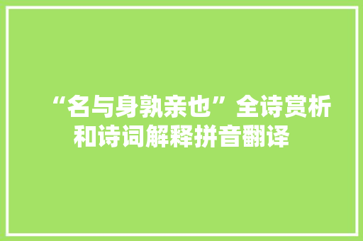 “名与身孰亲也”全诗赏析和诗词解释拼音翻译