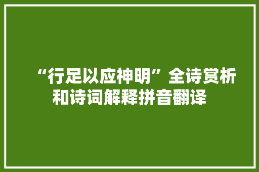 “行足以应神明”全诗赏析和诗词解释拼音翻译
