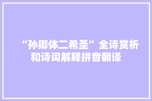 “孙卿体二希圣”全诗赏析和诗词解释拼音翻译