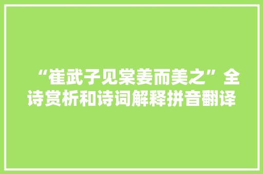“崔武子见棠姜而美之”全诗赏析和诗词解释拼音翻译