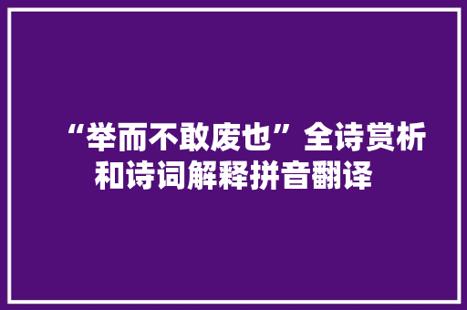 “举而不敢废也”全诗赏析和诗词解释拼音翻译