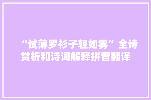 “试薄罗衫子轻如雾”全诗赏析和诗词解释拼音翻译