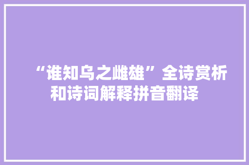 “谁知乌之雌雄”全诗赏析和诗词解释拼音翻译
