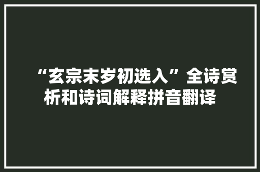 “玄宗末岁初选入”全诗赏析和诗词解释拼音翻译