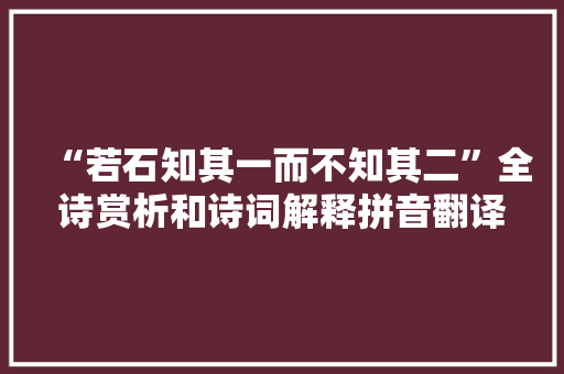 “若石知其一而不知其二”全诗赏析和诗词解释拼音翻译 “若石知其一而不知其二”全诗赏析和诗词解释拼音翻译