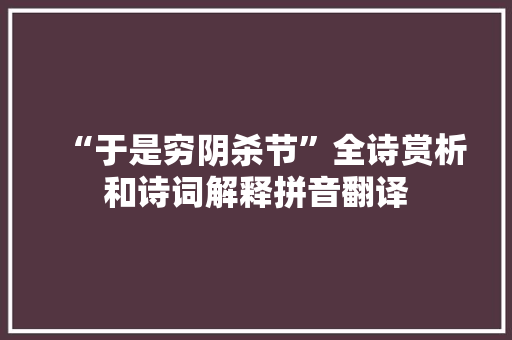 “于是穷阴杀节”全诗赏析和诗词解释拼音翻译