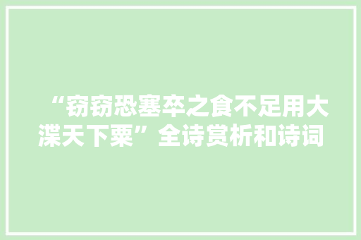 “窃窃恐塞卒之食不足用大渫天下粟”全诗赏析和诗词解释拼音翻译