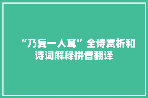 “乃复一人耳”全诗赏析和诗词解释拼音翻译