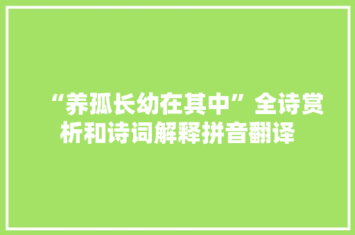 “养孤长幼在其中”全诗赏析和诗词解释拼音翻译