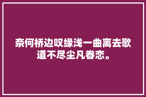 奈何桥边叹缘浅一曲离去歌道不尽尘凡眷恋。