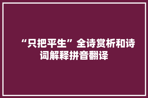 “只把平生”全诗赏析和诗词解释拼音翻译