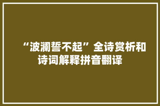 “波澜誓不起”全诗赏析和诗词解释拼音翻译