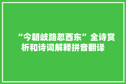 “今朝岐路忽西东”全诗赏析和诗词解释拼音翻译