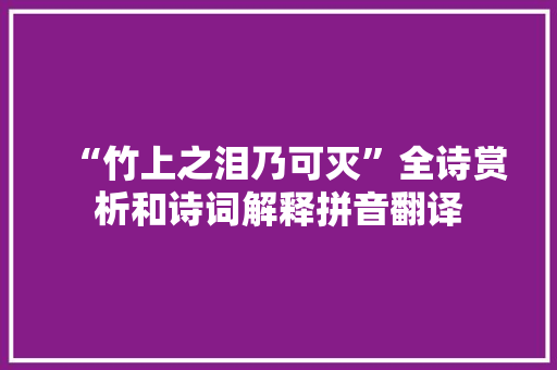 “竹上之泪乃可灭”全诗赏析和诗词解释拼音翻译