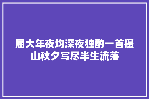 屈大年夜均深夜独酌一首摄山秋夕写尽半生流落