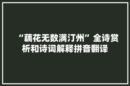 “藕花无数满汀州”全诗赏析和诗词解释拼音翻译