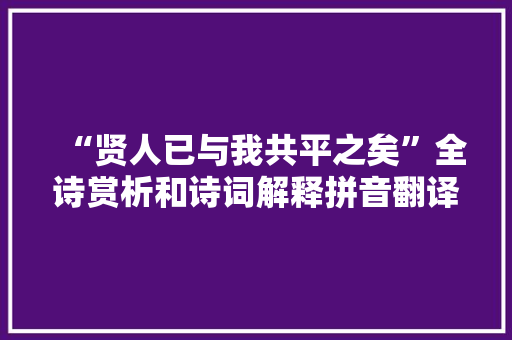 “贤人已与我共平之矣”全诗赏析和诗词解释拼音翻译
