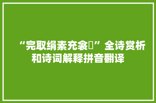 “完取绢素充衾裯”全诗赏析和诗词解释拼音翻译