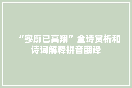 “寥廓已高翔”全诗赏析和诗词解释拼音翻译