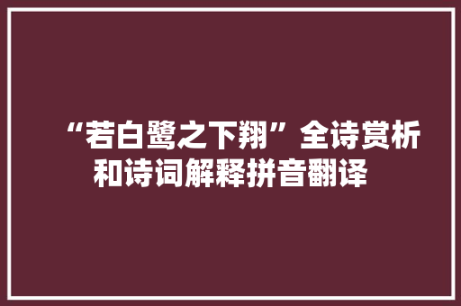 “若白鹭之下翔”全诗赏析和诗词解释拼音翻译