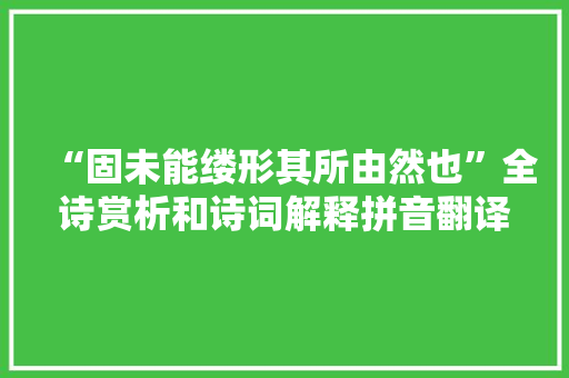 “固未能缕形其所由然也”全诗赏析和诗词解释拼音翻译