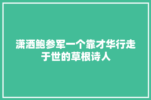 潇洒鲍参军一个靠才华行走于世的草根诗人