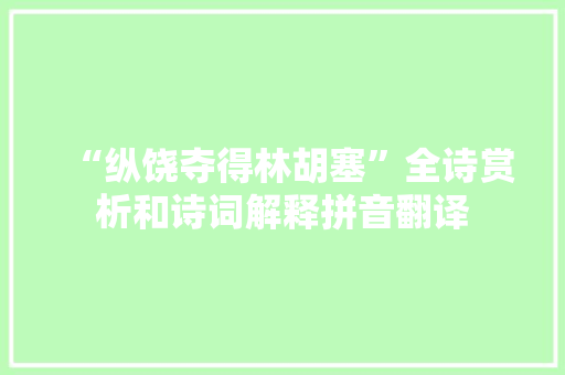 “纵饶夺得林胡塞”全诗赏析和诗词解释拼音翻译