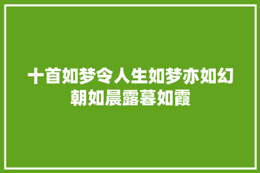 十首如梦令人生如梦亦如幻朝如晨露暮如霞