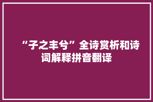 “子之丰兮”全诗赏析和诗词解释拼音翻译