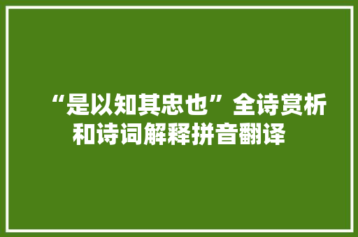“是以知其忠也”全诗赏析和诗词解释拼音翻译