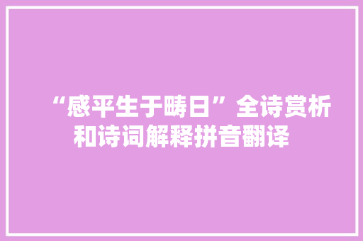 “感平生于畴日”全诗赏析和诗词解释拼音翻译