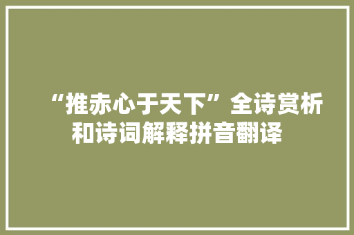 “推赤心于天下”全诗赏析和诗词解释拼音翻译