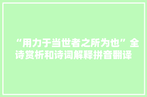“用力于当世者之所为也”全诗赏析和诗词解释拼音翻译