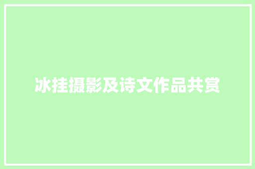 冰挂摄影及诗文作品共赏