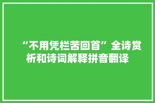 “不用凭栏苦回首”全诗赏析和诗词解释拼音翻译