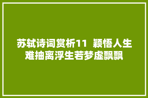 苏轼诗词赏析11  颖悟人生难抽离浮生若梦虚飘飘