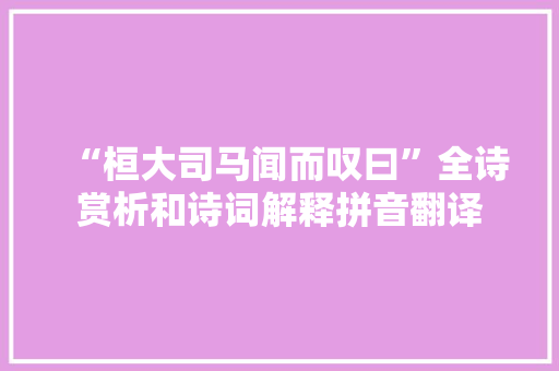 “桓大司马闻而叹曰”全诗赏析和诗词解释拼音翻译