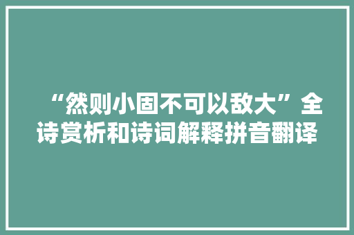 “然则小固不可以敌大”全诗赏析和诗词解释拼音翻译